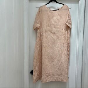 Hackwith Design House Gathered Midi Dress in Terracotta Stripe Size M/L